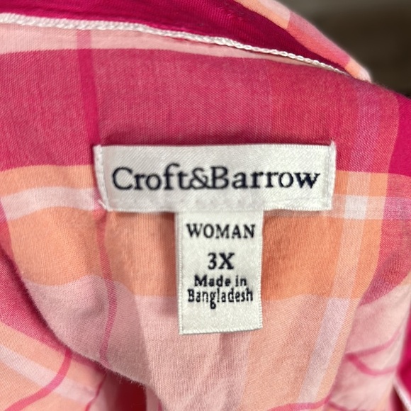 Croft & Barrow Pink With Orange Plaid Shirt. Size 3X (118) - Picture 10 of 14